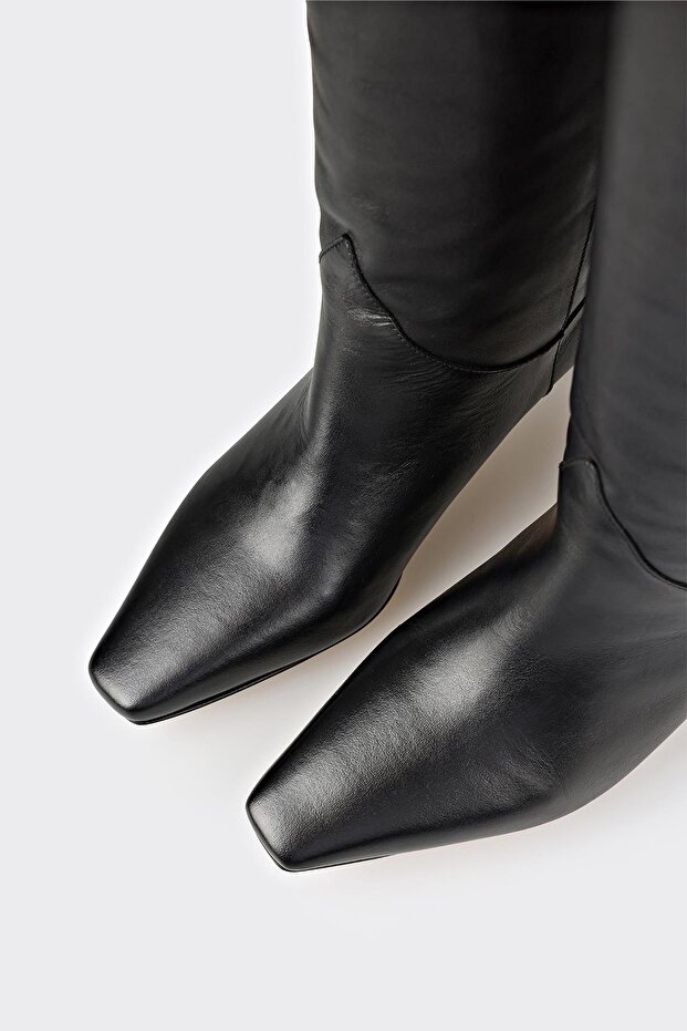 Siyah Deri Kadın Çizme - 4