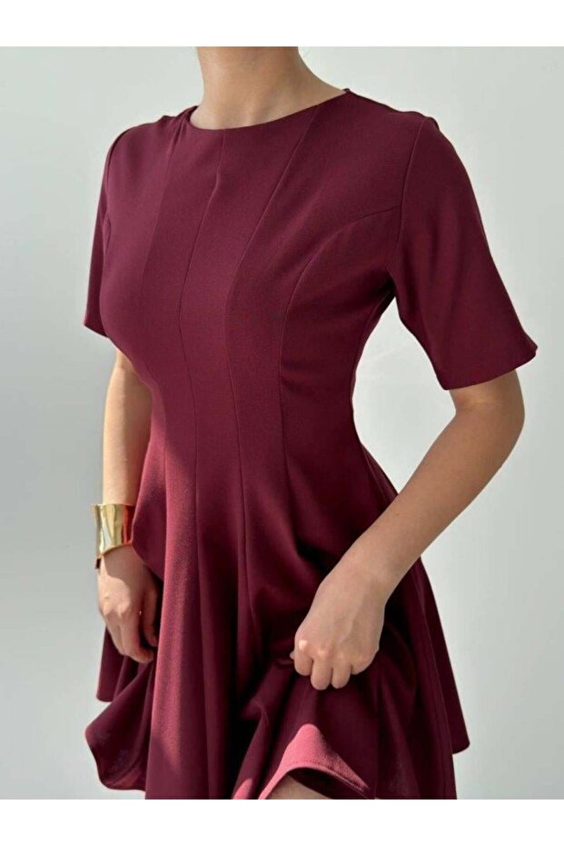 Crem Pliseli Elbise - 5