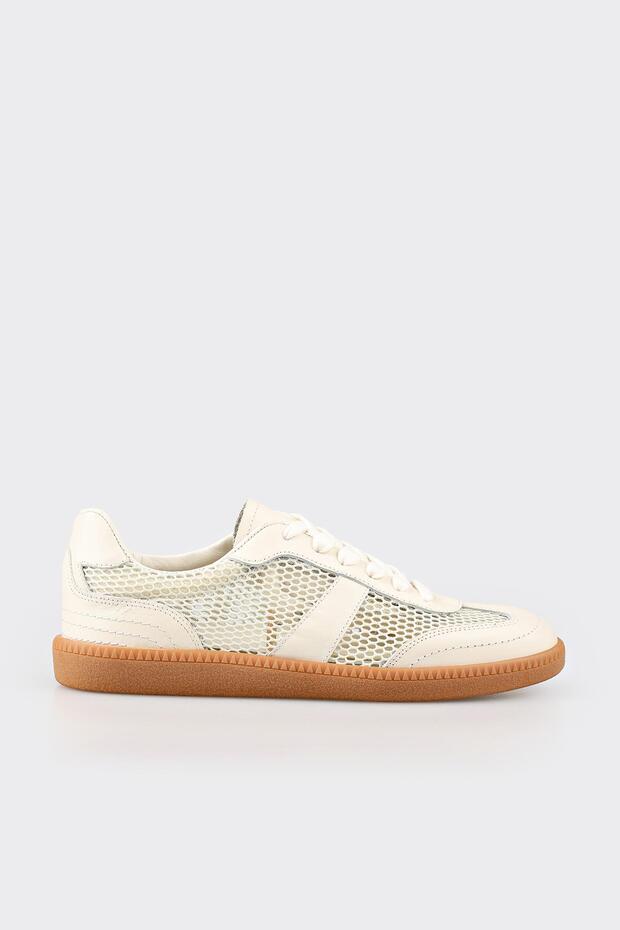 Beige Leather Women's Sports Shoes
