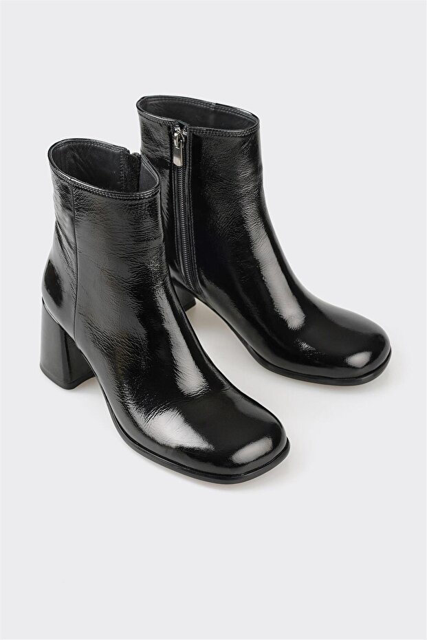 Siyah Deri Kadın Klasik Bot - 2