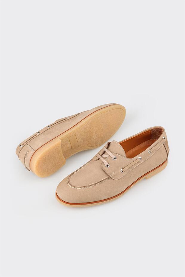 Beige Leder Herren Freizeitschuhe - 3