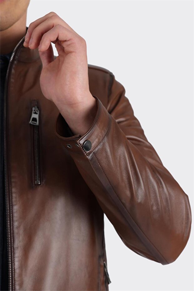 Taba Deri Erkek Ceket - 4