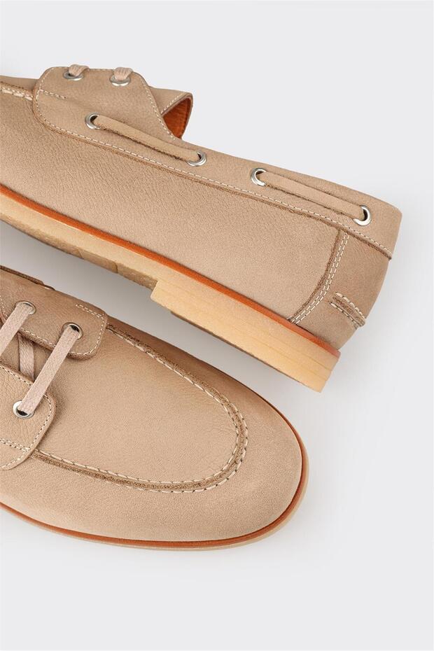 Beige Leder Herren Freizeitschuhe - 5