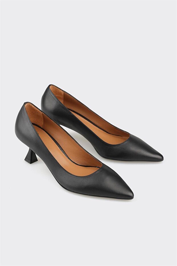 Siyah Deri Kadın Stiletto - 2