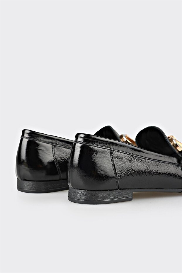 Siyah Deri Kadın Loafer - 5