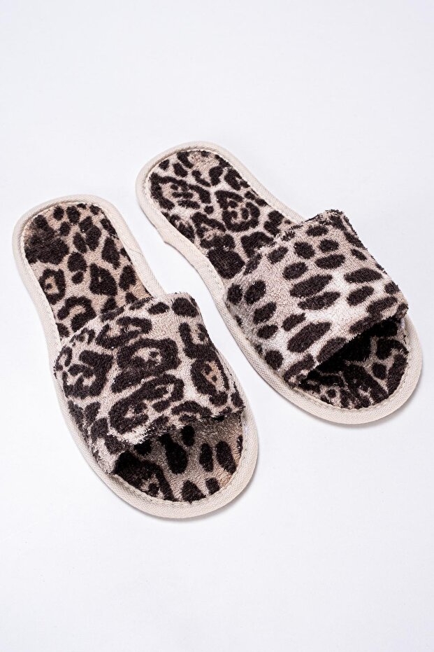 Printed Slippers Towel Bathroom Home Hotel Slippers Non-Slip Thin Open Toe