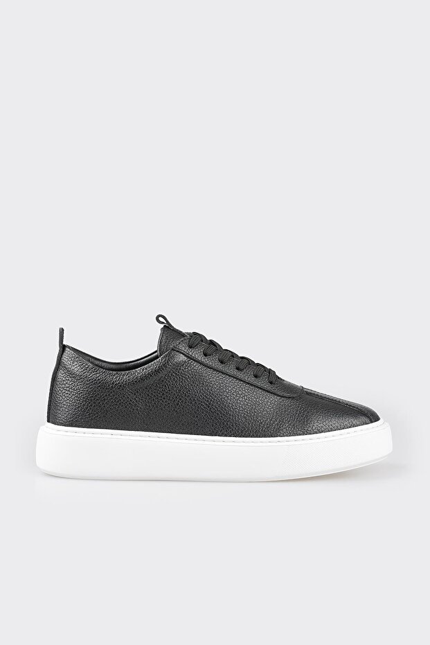 Black Leather Men's Sports Shoes