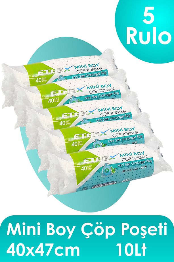 Standart Mini Çöp Torbası/poşeti (40ADET 40 X 47CM 10LLT BEYAZ 5 RULO) - 1