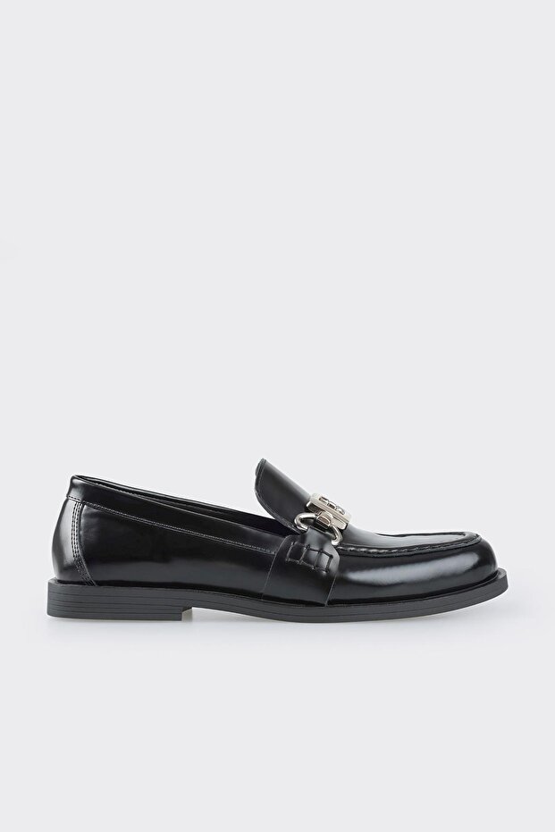 Black Leather Women's Loafer
