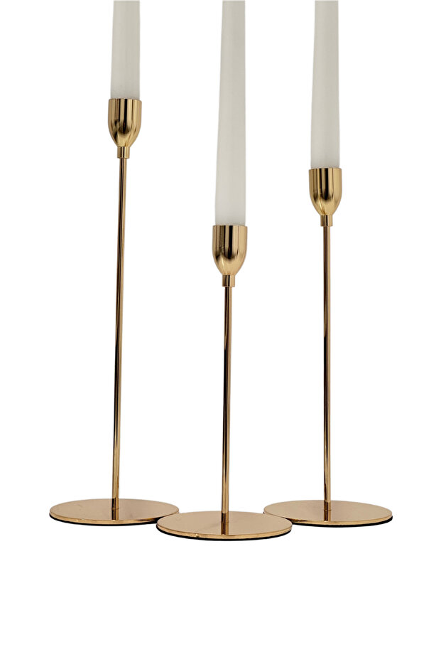 Gold Metal 3'lü Şamdan - 4