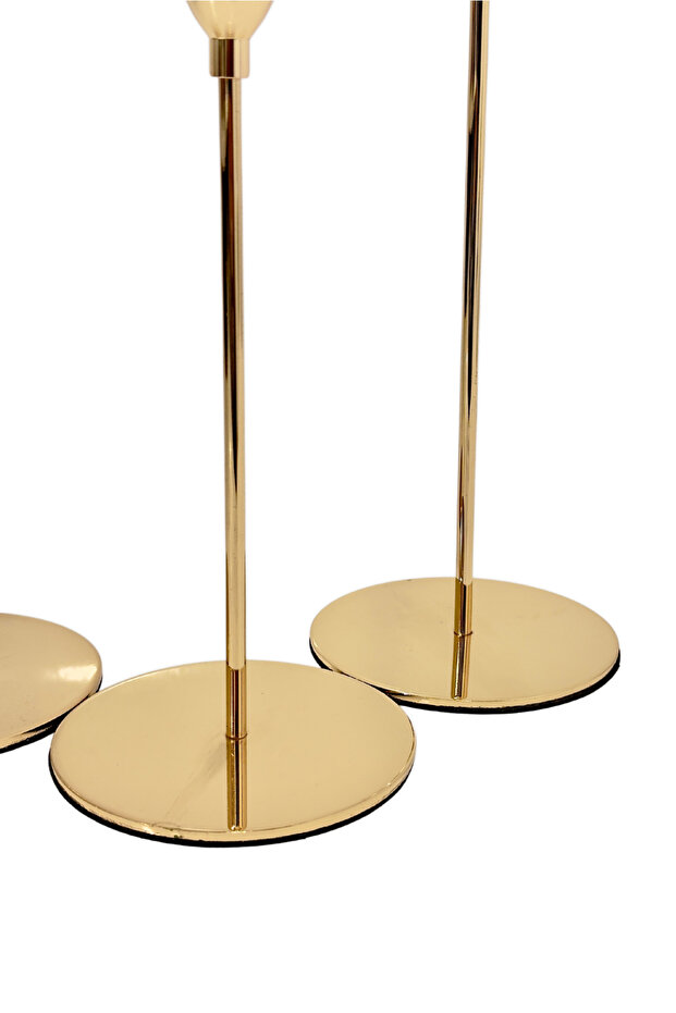 Gold Metal 3'lü Şamdan - 5