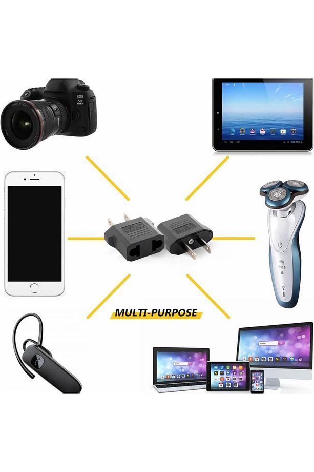 10 Adet Avrupa Amerikan Priz Dönüştürücü Türk Amerikan Fiş Adaptörü Fiş Çevirici 2 Pinli Uç Abd Plug - 3