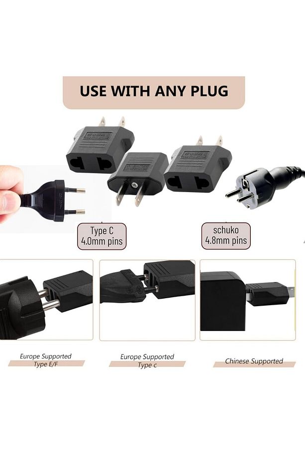 10 Adet Avrupa Amerikan Priz Dönüştürücü Türk Amerikan Fiş Adaptörü Fiş Çevirici 2 Pinli Uç Abd Plug - 7