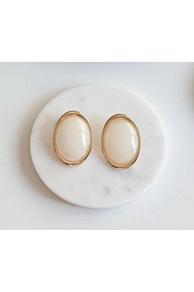 Steel Colored Stud Earring - 2