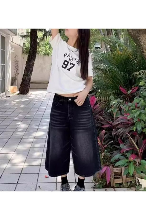 Yudoowear, siyah denim kot bermuda sort - 2
