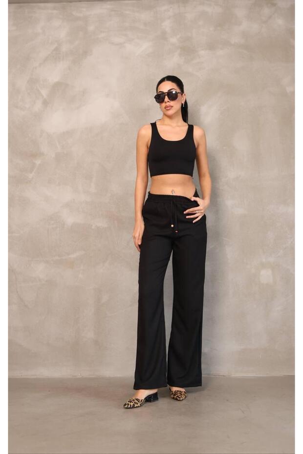 بنطلون كتان أسود - 6