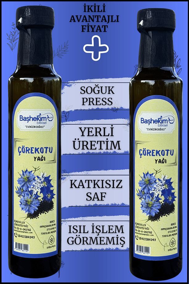 Çörek Otu Yağı 250 ml Soğuk Press Katkısız Seyreltilmemiş Yerli Tohum Isıl Işlem Görmemiş 2'Li - 1