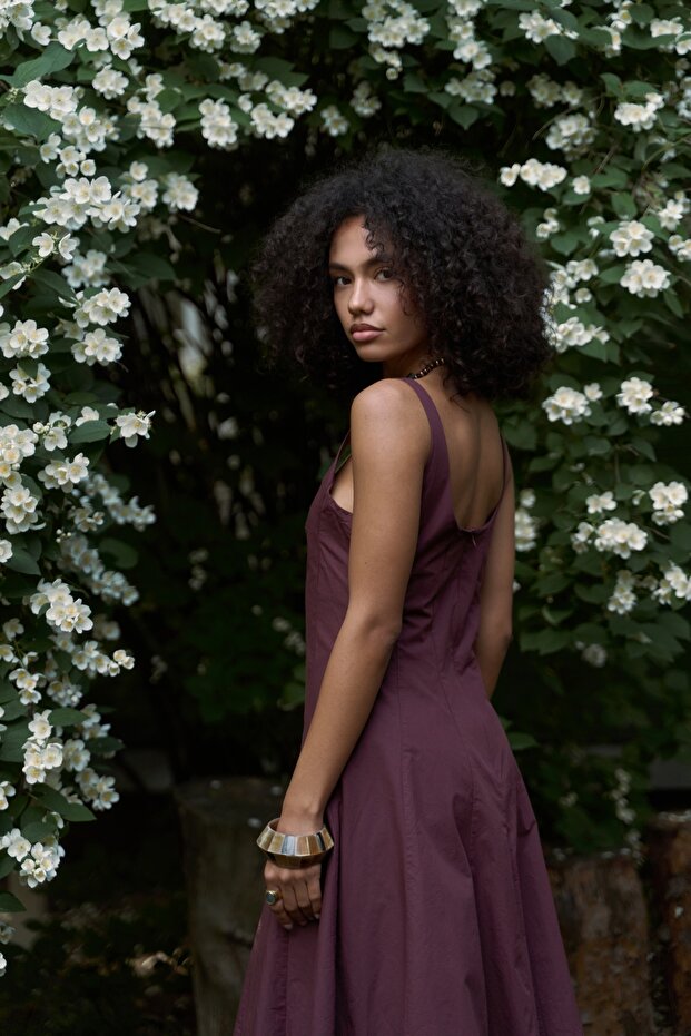 Garda Uzun Bordo Balon Elbise - 1