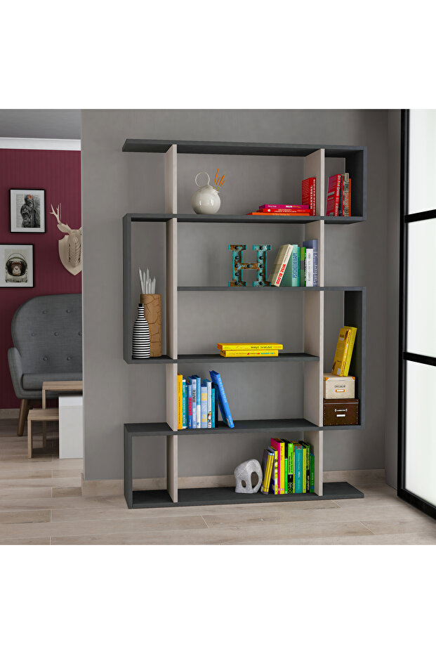 Mourah Home Mito Modern Bookcase Display Unit Grey Mocha