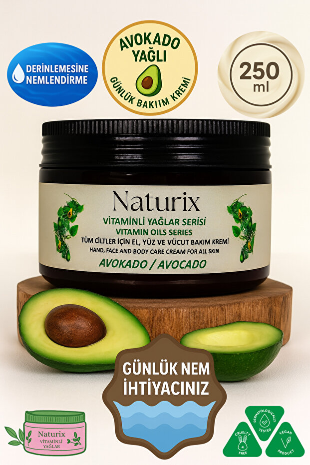Avocado Extract Hand, Face and Body Care Cream 250 ml | Vitamin Oils Series - Intensive Moisture Therapy