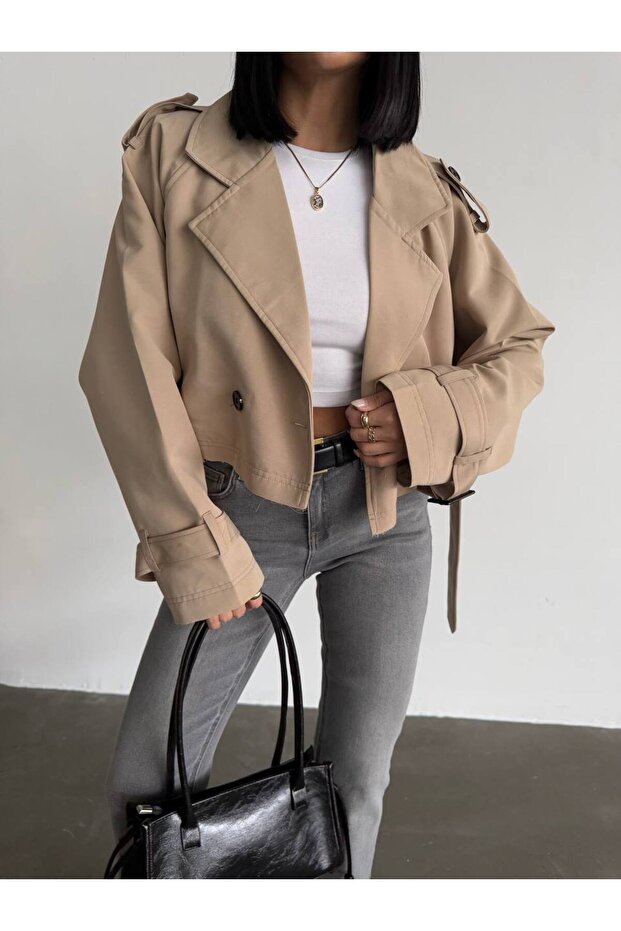 Oversize Women's Crop Trench Coat
