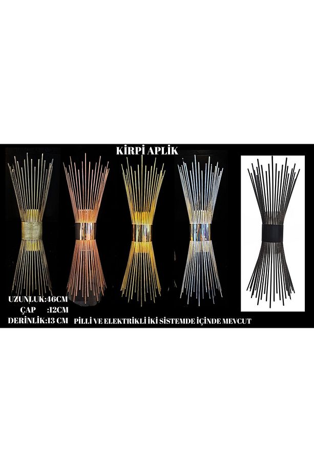 Kirpi Aplik Eskitme, Pilli Aplik, Anahtarlı, Pilli Elektrikli Ledli Duvar Aplik, Gece Lambası - 3