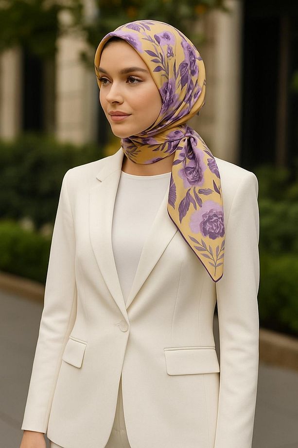 Kadın %100 Twill Ipek Eşarp - 3