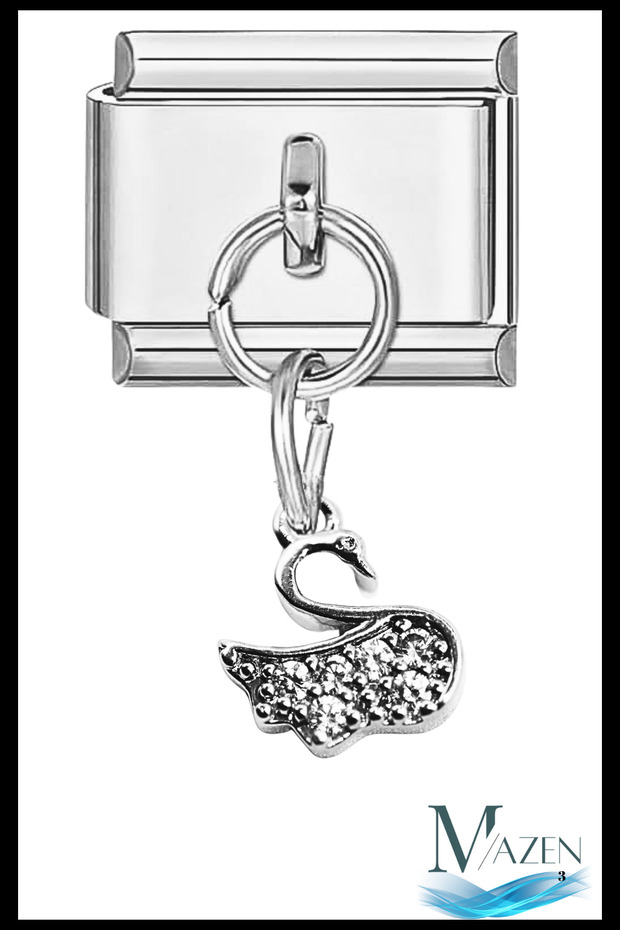 1 Piece Swan Pendant Italian Steel Bracelet Charm
