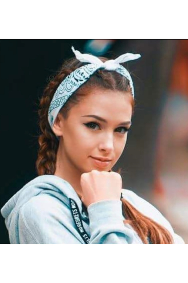 Ice Blue Unisex Patterned Bandana Cd136
