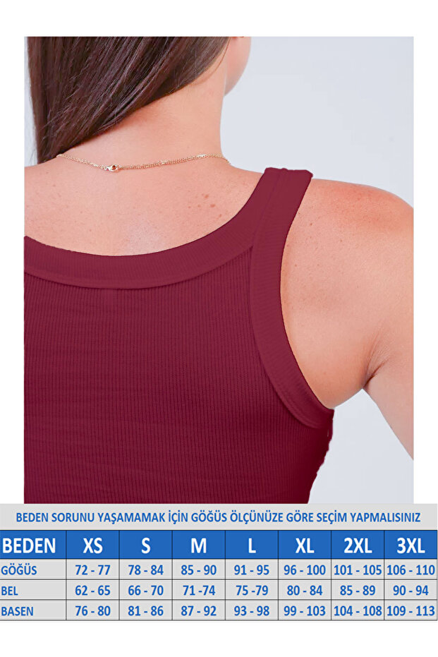 Kadın Kalın Askılı Kaşkorse Fitilli Bordo Atlet – Novelle - 3