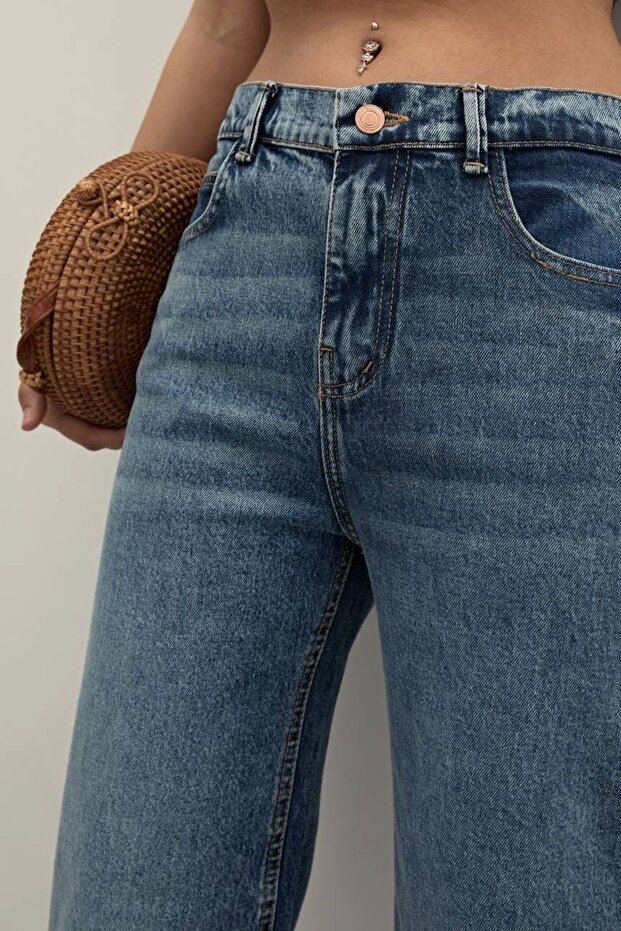 Premium Mide Blue Mom Fit Jeans - 5