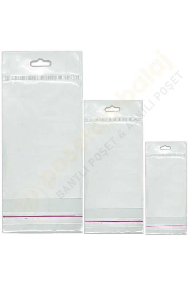 5x20 Cm (KAPALI HALİ 5X10 CM) 100 Adet - Askılı Yapışkanlı Poşet - Meksika Şapkalı Poşet - 4
