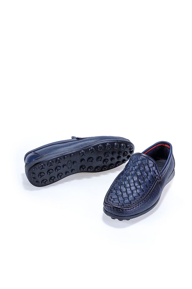 Stride Lacivert Örgülü %100 Hakiki Deri Erkek Loafer Ayakkabı - 2