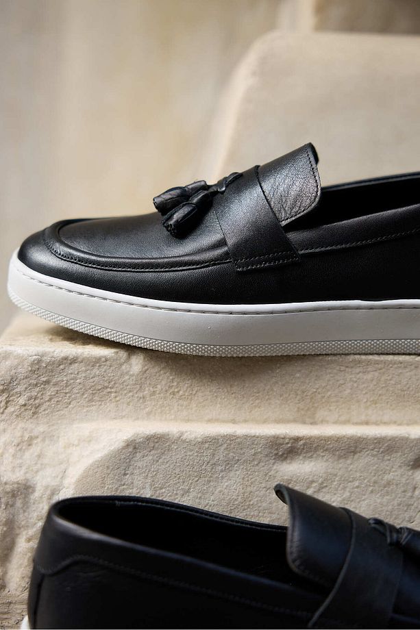 Tassel Siyah %100 Hakiki Deri Erkek Loafer Ayakkabı - 6