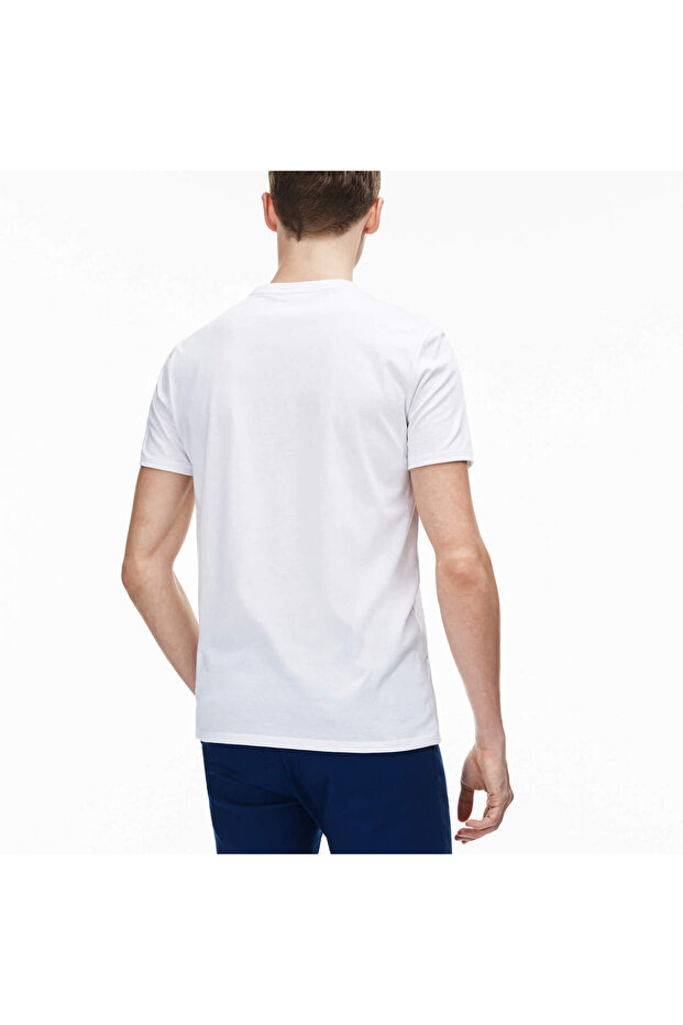 Erkek Regular Fit V Yaka Beyaz T-Shirt - 2