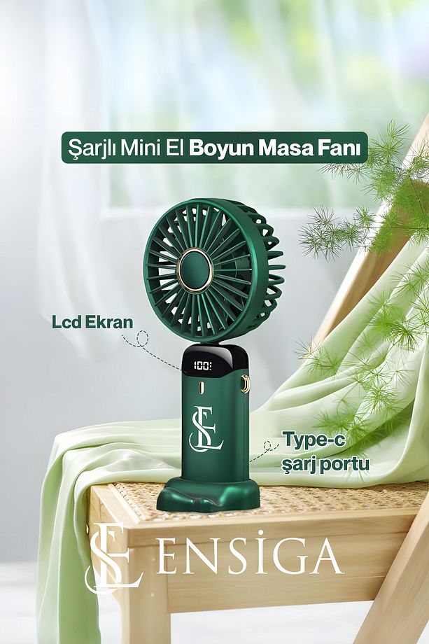 Lcd Ekranlı Şarjlı Mini El Boyun Masa Fanı Seyahat Taşınabilir Fan Aralığı Şarjlı Yüksek Şarj - 8