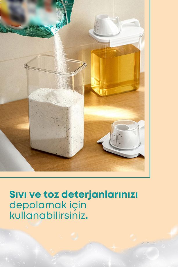 1 Adet Sızdırmaz Depolama Sıvı Toz Deterjan Erzak Saklama Kutusu- Ölçekli Deterjan Kutusu 2300 ml - 6