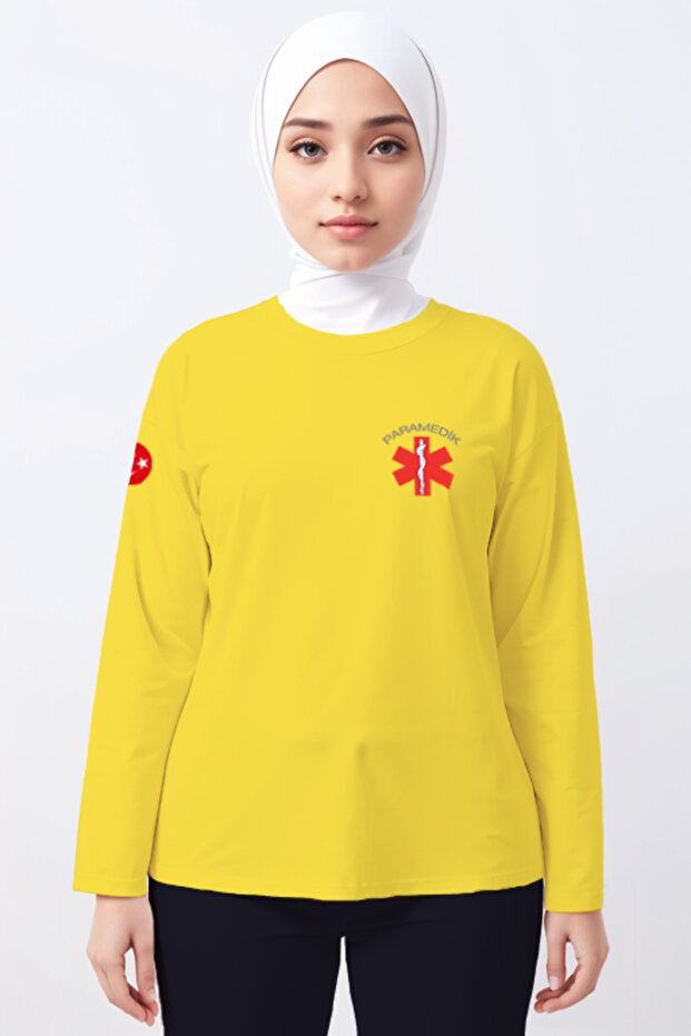 Yellow Paramedic Crew Neck Long Sleeve T-Shirt Unisex