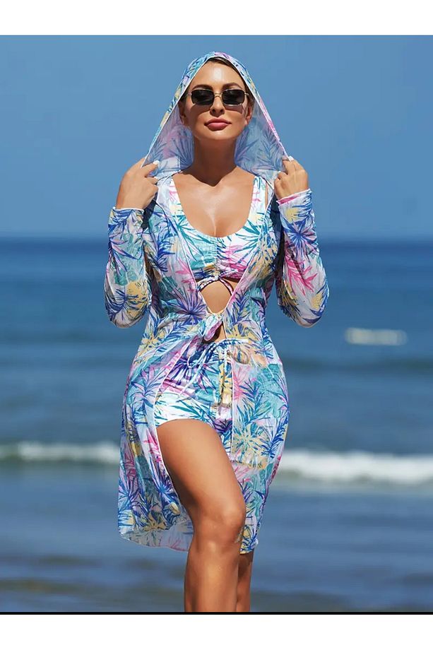 Kadın Pareolu Şortlu Bikini Takımı 3’lü Set - 3
