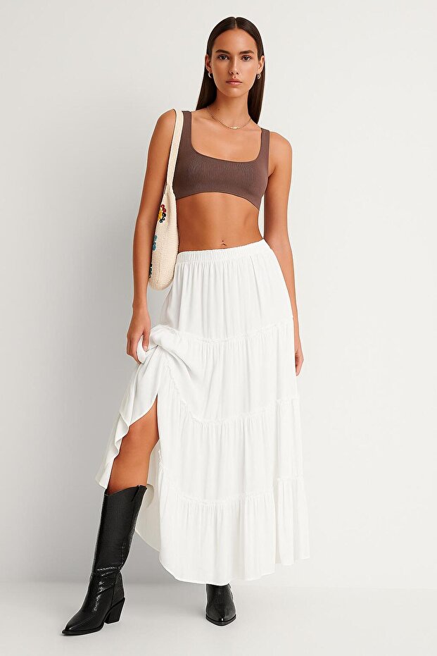 Basic Pileli Kadın Uzun Etek - 1