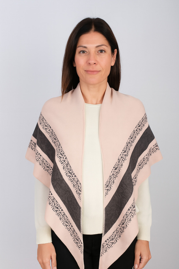 Kırçıllı Üçgen Triko Şal - 1