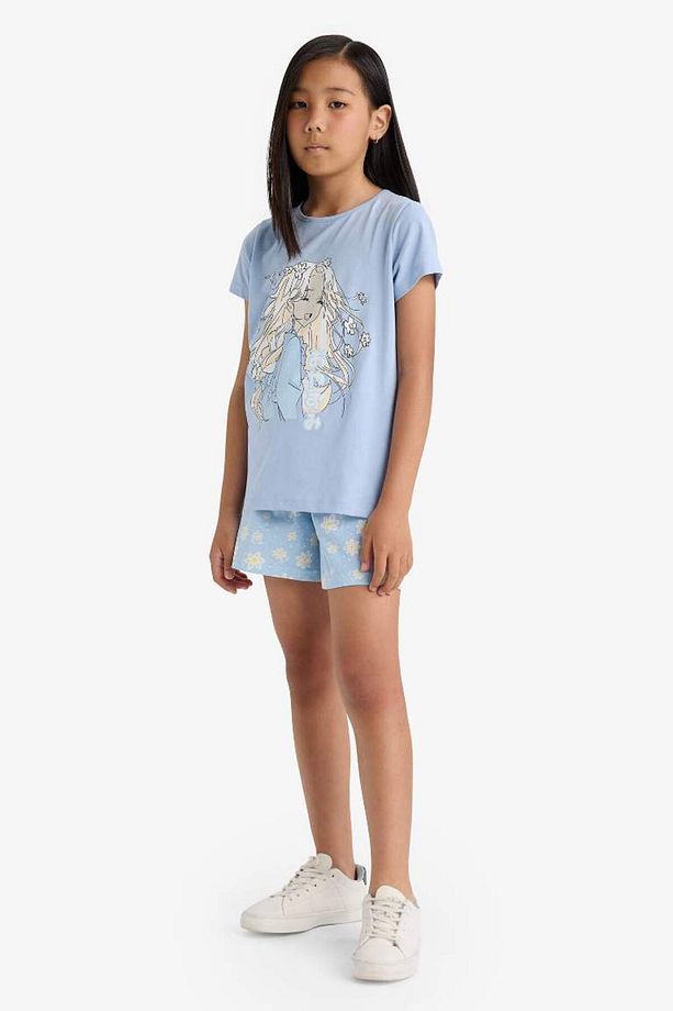 Kız Çocuk Pijama Takımı Baskılı Kısa Kollu Üst Beli Lastikli Şort E0664A825HS - 2