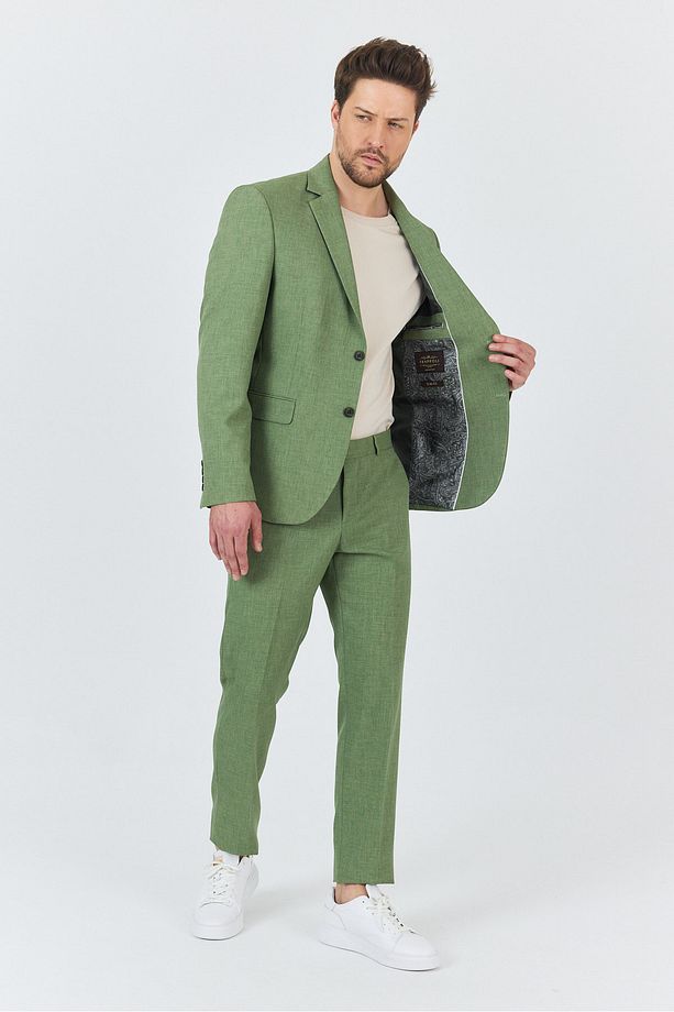 Nipoye Erkek Yeşil 2'li Slim Fit Takım Elbise - 6