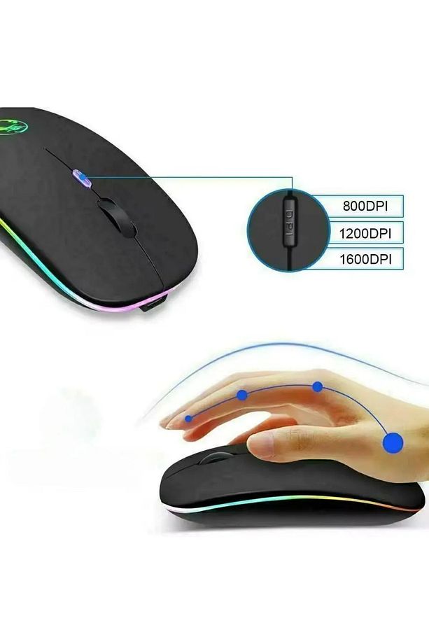 🖱️ Kablosuz Sessiz Bluetooth Mouse | 4 Tuşlu, Şarjlı, DPI Kontrollü Wireless Fare RGB Led - 3
