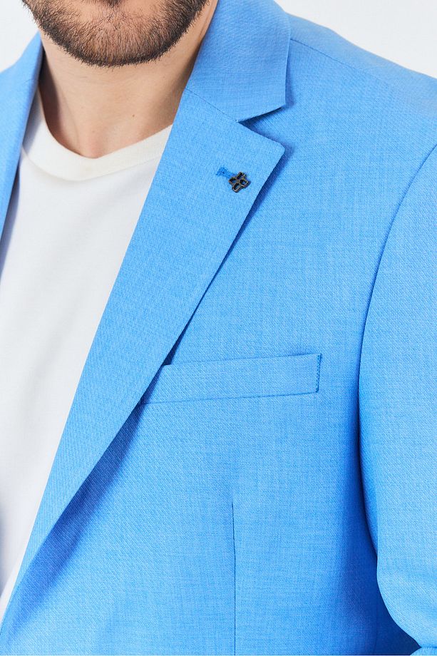 Nipoye Erkek Mavi 2'li Slim Fit Takım Elbise - 3