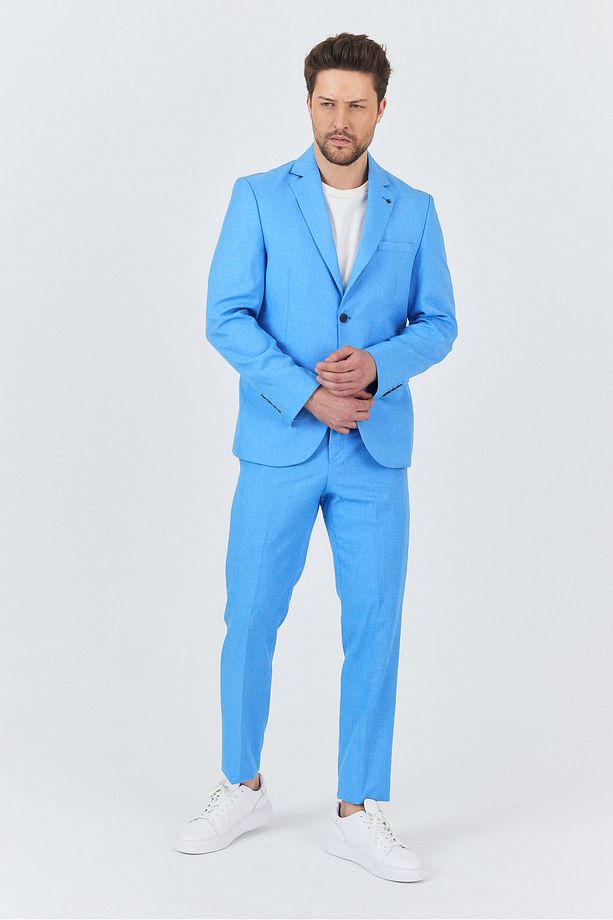 Nipoye Erkek Mavi 2'li Slim Fit Takım Elbise - 6