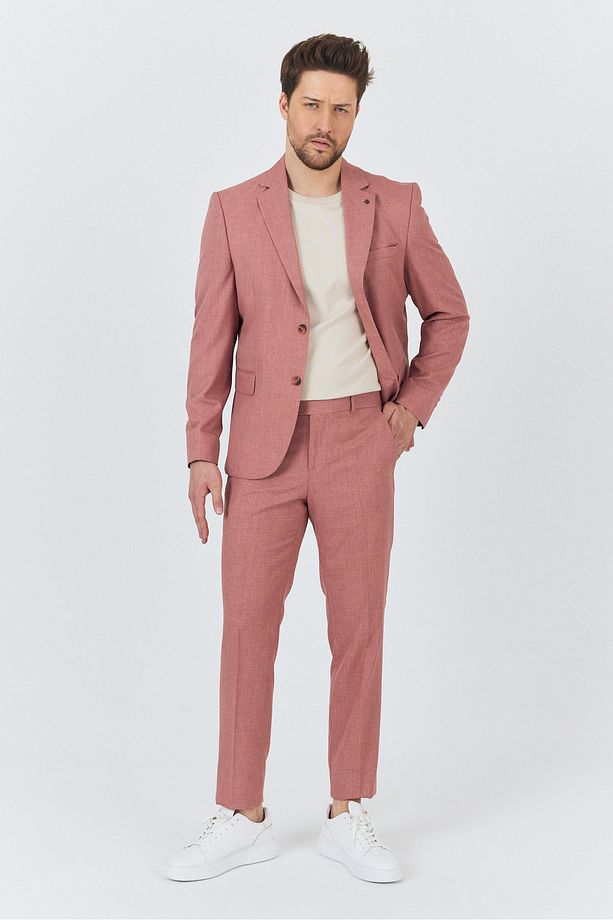 Nipoye Erkek Pembe 2'li Slim Fit Takım Elbise - 5