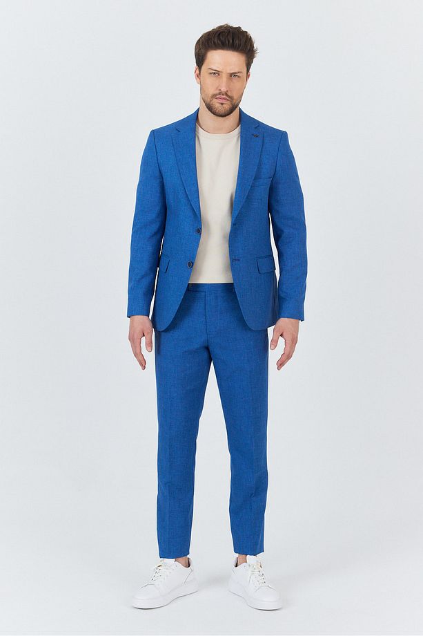 Nipoye Erkek Koyu Mavi 2'li Slim Fit Takım Elbise - 6
