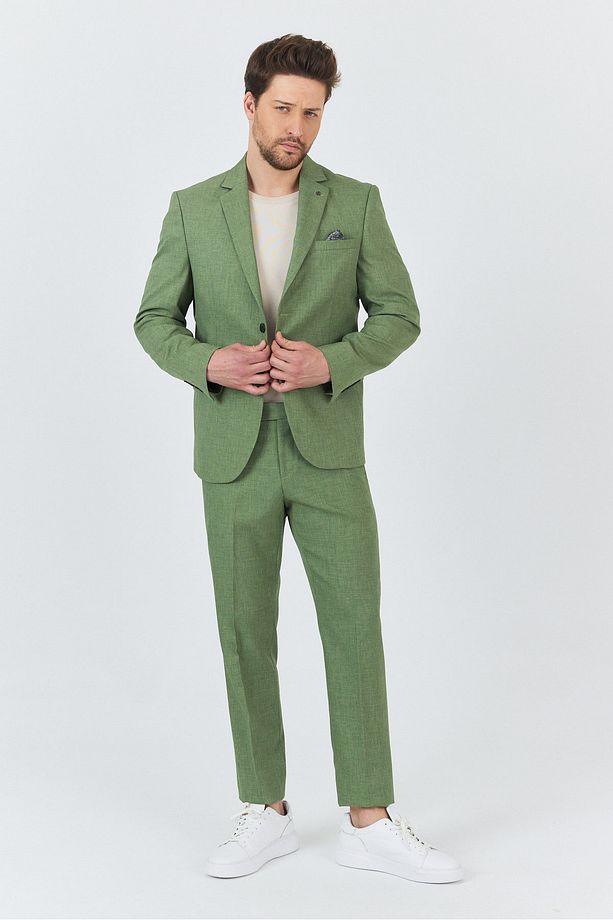 Nipoye Erkek Yeşil 2'li Slim Fit Takım Elbise - 1