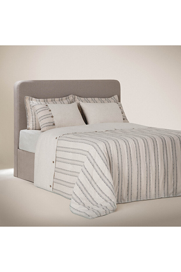Delfin Double Duvet Cover Set 100% Organic Cotton Linen Anthracite 200X220 cm